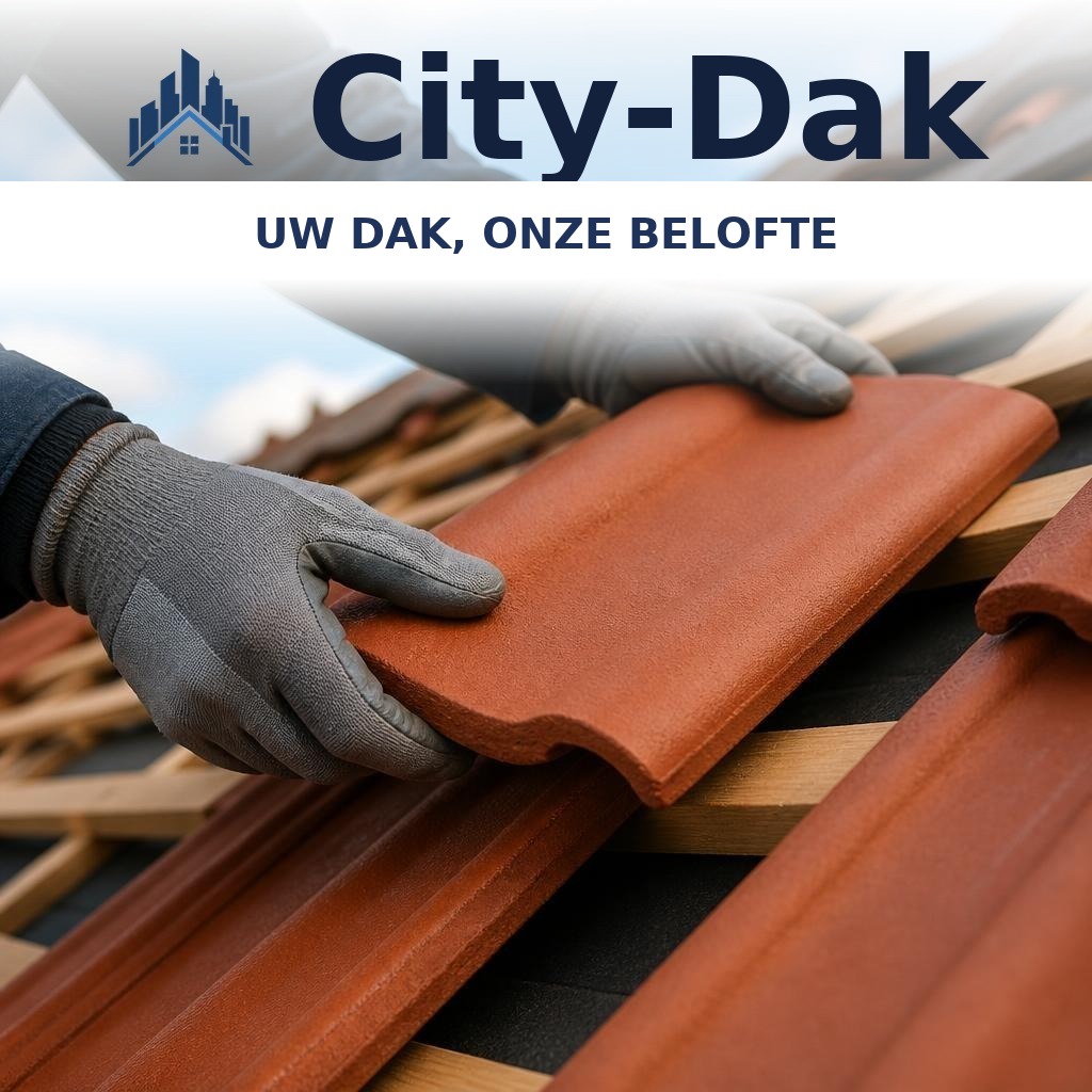 Roofer installing Dutch clay tiles
